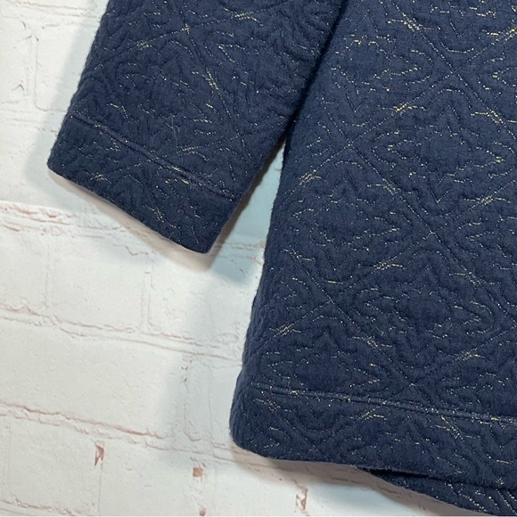 LOFT Petites 3/4 Sleeve Textured Sweater Women’s Size Small Petite Blue Metallic - Picture 7 of 10